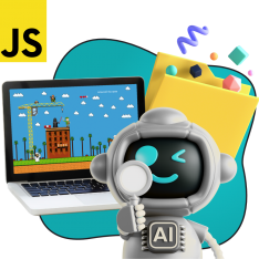 Язык программирования JavaScript + AI. Проектное обучение + геймификация + AI-помощники - КИБЕРшкола программирования для детей, компьютерные курсы для школьников, начинающих и подростков - KIBERone г. Брянск